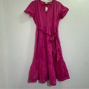 J. Crew Vibrant Pink Midi Dress